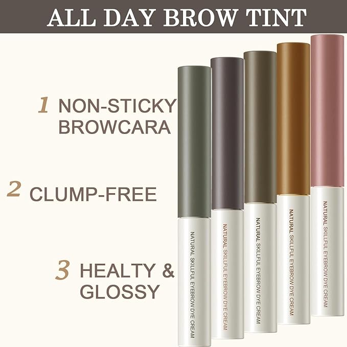 2 Pcs Tinted Eyebrow Cream,Ultra-Fine Brush Tinted Brow Gel Waterproof Long Wear Eye Brow Mascara Transfer-proof Natural Brow Makeup without Clumping, Cold Gery