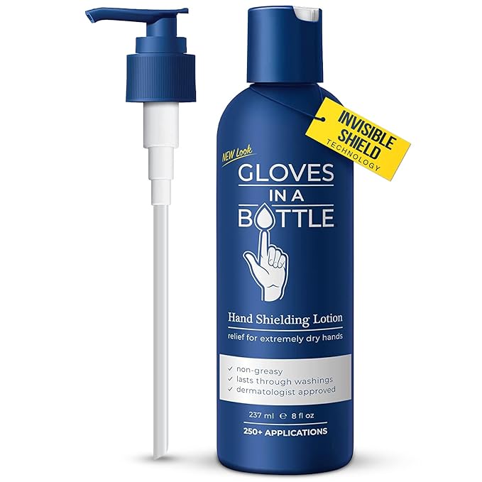 Gloves In A Bottle Shielding Lotion – Long-Lasting Barrier Moisturizer for Dry, Cracked Hands & Sensitive Skin | Non-Greasy, Fragrance Free Lotion | Safe for Men, Women & Babies 6 Months+ | 8 oz Pump