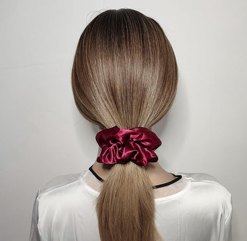 12 Pcs Satin Silk Scrunchies Soft Hair Ties Fashion Hair Bands Bow Ropes Elastic Bracelet Ponytail Holders for Women and Girls (4.5 Inch, Wine Red)