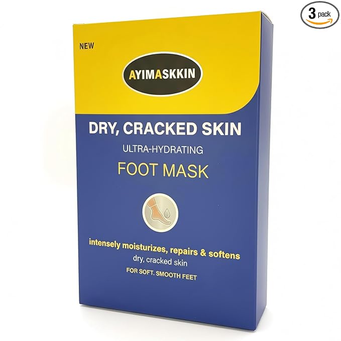 Foot Masks for Dry Cracked Feet, Lavender Moisturizing Socks - Intensive Hydrating Foot Care & Cracked Heel Treatment, 3 Pairs