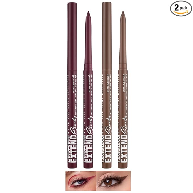 LANGMANNI 2Pcs Metal Colorful Eyeliner Pencil Set - Matte & Shimmer Eye Makeup,Smooth Use Long-Lasting & Waterproof Eyeliner Set(#07+09)