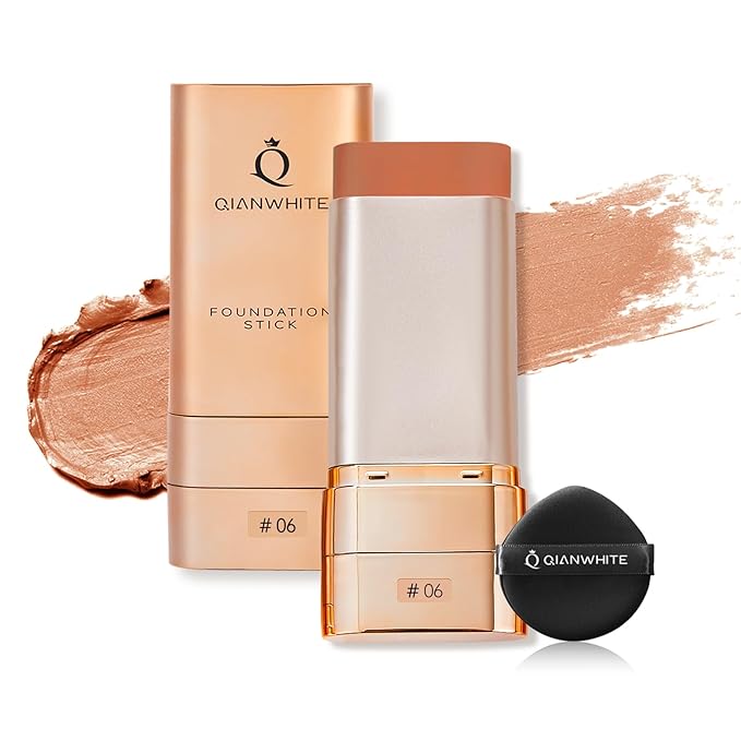 Korean Foundation Stick for Mature Skin, Waterproof Natural Nude Full Coverage Foundation Makeup Concealer, Double Head Foundations Make Up Sticks with Brush for All Skin (#06 DEEP COOL)