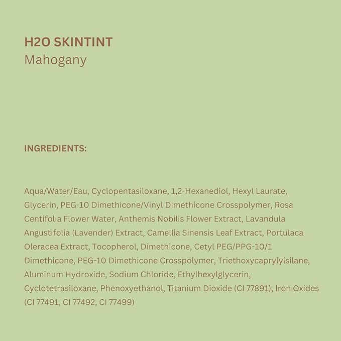 Pixi H2O SkinTint | Tinted Face Gel Moisturizer | Lightweight Hydrating Coverage with Hyaluronic Acid | Evens Skin Tone & Reduces Redness | Oil-Free Dewy Finish | Mahogany | 1.2 fl oz