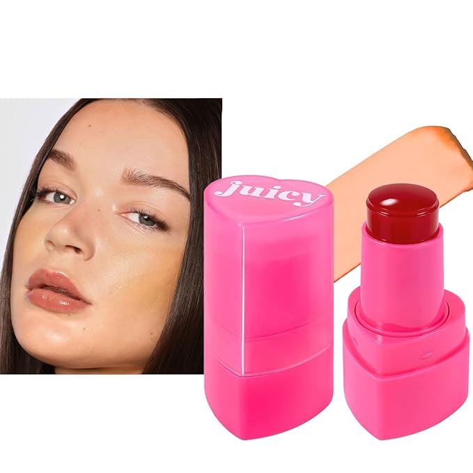 Multi-Use Cooling Water Jelly Blush, Juicy Love Blush, 3-In-1 Cheek Tint & Eyeshadow & Lip Tinted, Long-Lasting Moisture Creates A Moist Watercolor Effect-1,000+ Swipes Per Stick (#06)