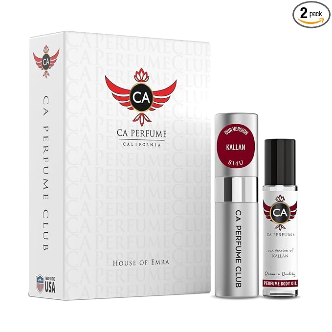 CA Perfume Duo Impression of Kallan For Women And Men Perfume Layering Set Long Lasting Travel Size EDP + Body Oil Roll-On Bottle 0.27 Fl Oz+0.33 Fl Oz