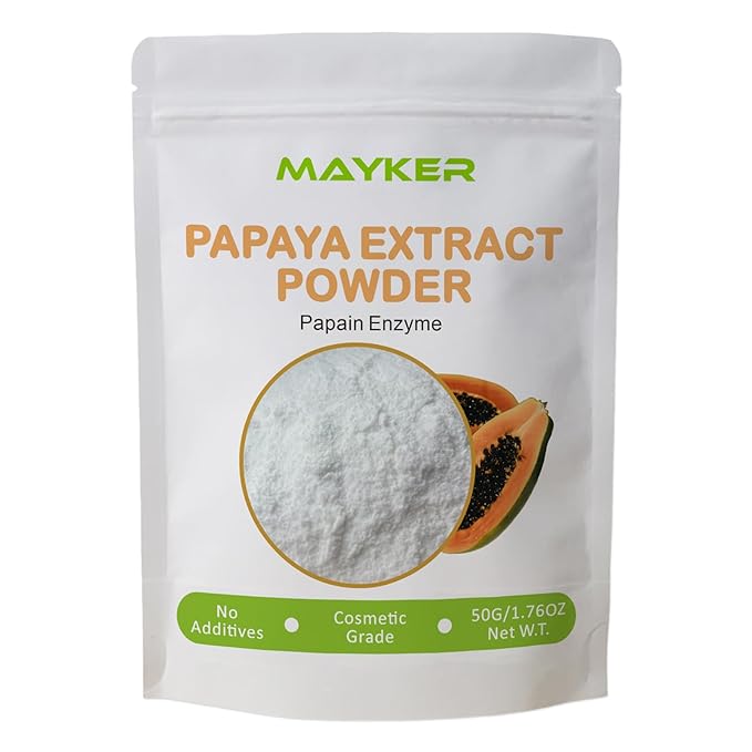 MAYKER Papaya Extract Powder with Papain 1.76oz, For Creating Custom Exfoliating Powders, Masks, Scrubs, and Wash-off Formulations