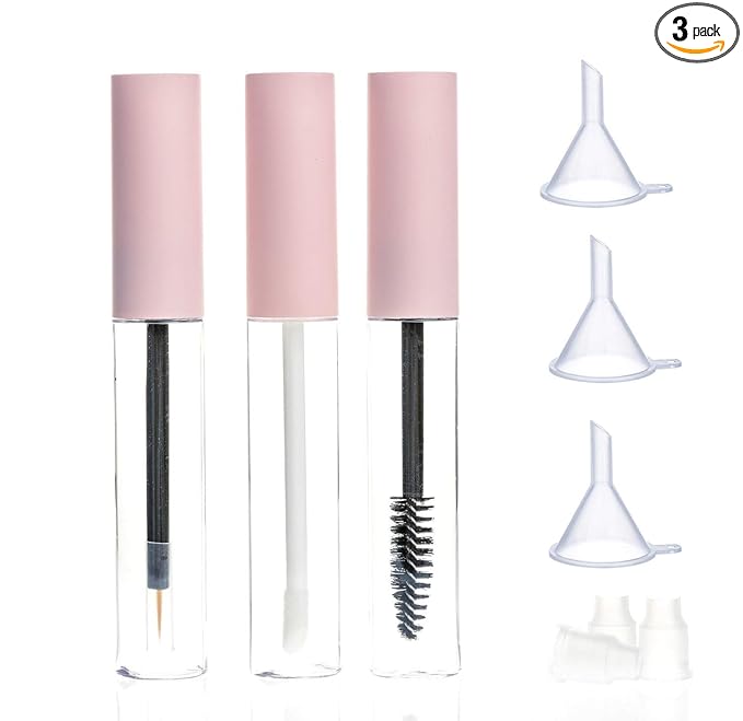 ICEYLI 10ml Empty Mascara Tube, Eyeliner Tube and Lip Gloss Tubes Rubber Inserts and Funnels for Castor Oil, Ideal Kit for DIY Cosmetics