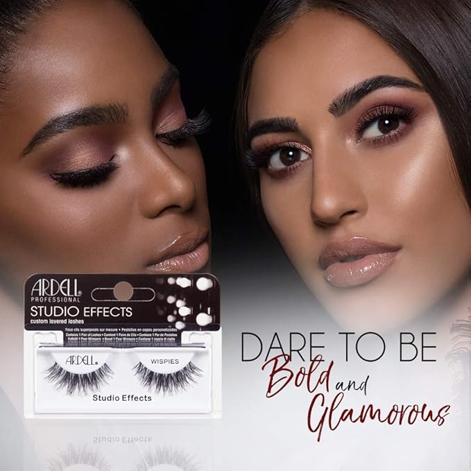 Ardell Studio Effects Wispies False Eyelashes - Custom-Layered Strip Wispy Lashes Design for Glamorous Eye Looks, 4 Pack