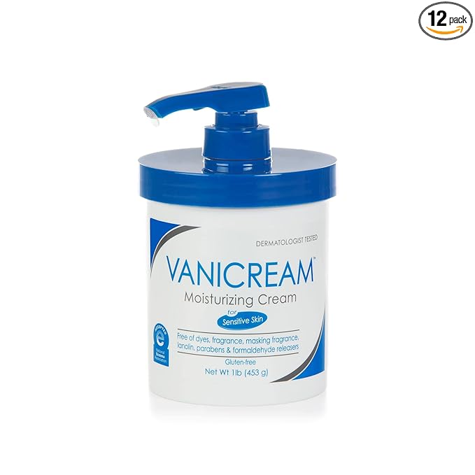 Vanicream Moisturizing Skin Cream with Pump Dispenser - 16 fl oz (1 lb) - Moisturizer Formulated Without Common Irritants for Those with Sensitive Skin (Pack of 12)