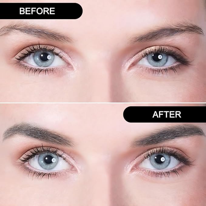 Eyebrow Powder Dark Brown Black Kit,Eye Brow Powder for Women with Double-ended Eyebrow Brush,Long-Lasting Waterproof Two Colors Brow Filler Get Full Defined Natural Brows,Brown Eyebrow Powder Makeup