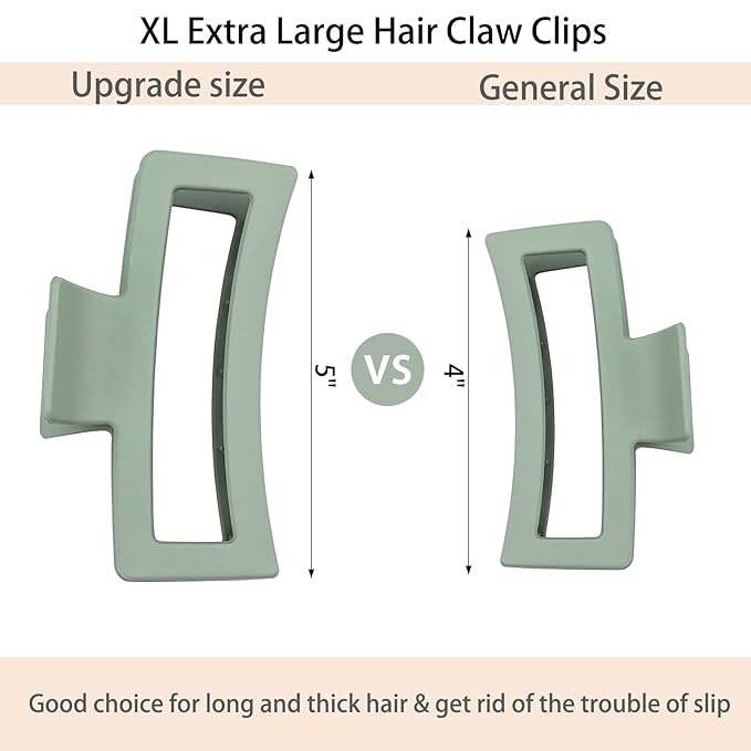 5 Inch Extra Large Claw Clips 8PCS XL Square Hair Clips Matte Rectangular Strong Hold Oversized Jaw Clip For Thick Long Curly Hair Big Jumbo Hair Clamps Hair Accessories For Women Girls