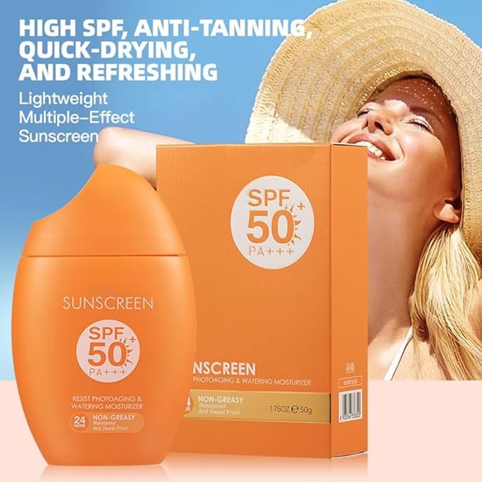 Broad Spectrum SPF 50 Sunscreen For Women, Weightless Travel Sunscreen Cream For All Skin Types, Water Resistant Sunblock, Lightweight, Oil Free - 1.76 OZ