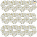 12 Pcs Satin Silk Scrunchies, Soft Hair Ties, Fashion Hair Bands, Hair Bow Ropes, Elastic Ponytail Holders, Hair Accessories for Women and Girls (4.3 Inch, Beige)