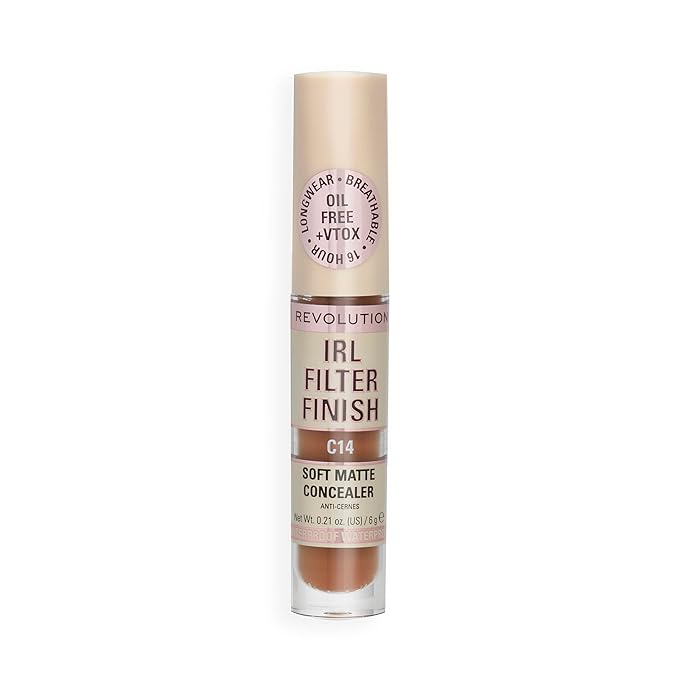 Revolution, IRL Filter Finish Concealer, Full Coverage, Oil-Free, Long-Lasting & Lightweight Formula, Infused with Hyaluronic Acid, Vegan & Cruelty-Free, C14, 0.21 oz (Pack of 2)
