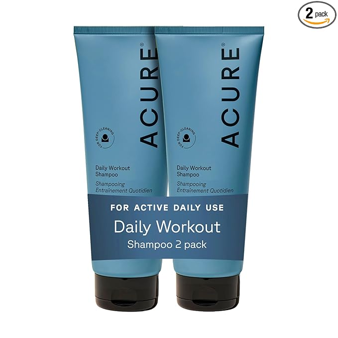 Acure Daily Workout Watermelon Shampoo - Lightweight Hydrating & Clarifying Shampoo for Women & Men w/Oily, Damaged Hair & Dry Scalp, Color Safe, Vegan, Paraben & Sulfate Free - 8 fl oz (2 Pack)