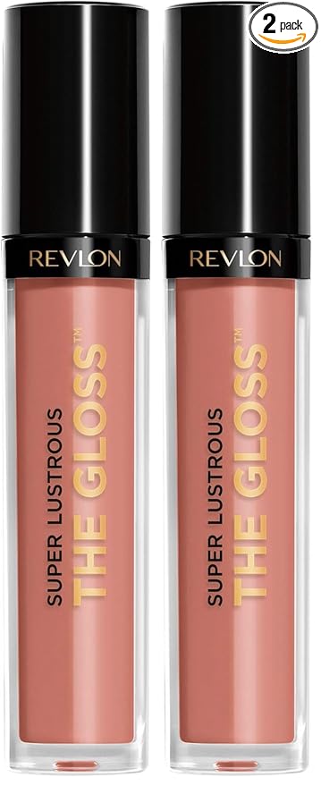 REVLON Super Lustrous Lip Gloss,Non-Sticky,Hydrating,High Shine Finish,215 Super Natural,0.13 oz,(Pack of 2)