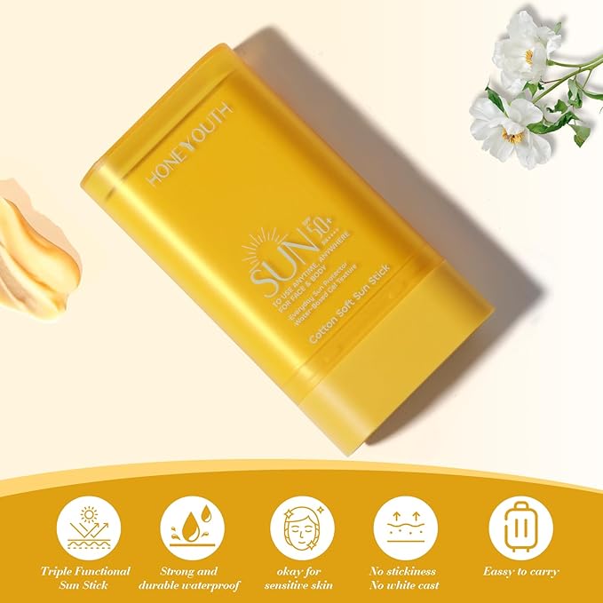 Sunscreen Stick SPF 50+ for Face and Body – No Whitecast, Non-Sticky, Broad Spectrum Sunscreen Stick for All Skin Types, 0.56 fl oz (16g)