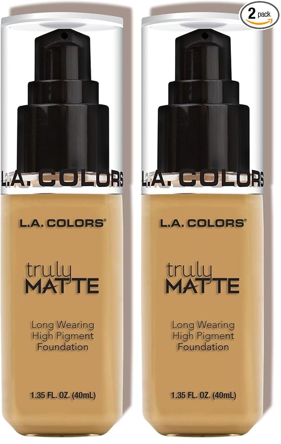 L.A. COLORS Truly Matte Foundation, Nude, 1.35 Fl. Oz. (Pack of 2)