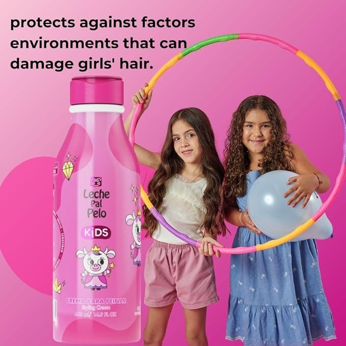 Leche Pal Pelo Kids Styling Cream - Lightweight Hair Cream with Coconut Oil, Jojoba Oil - Gentle Frizz Control - 14.9 oz