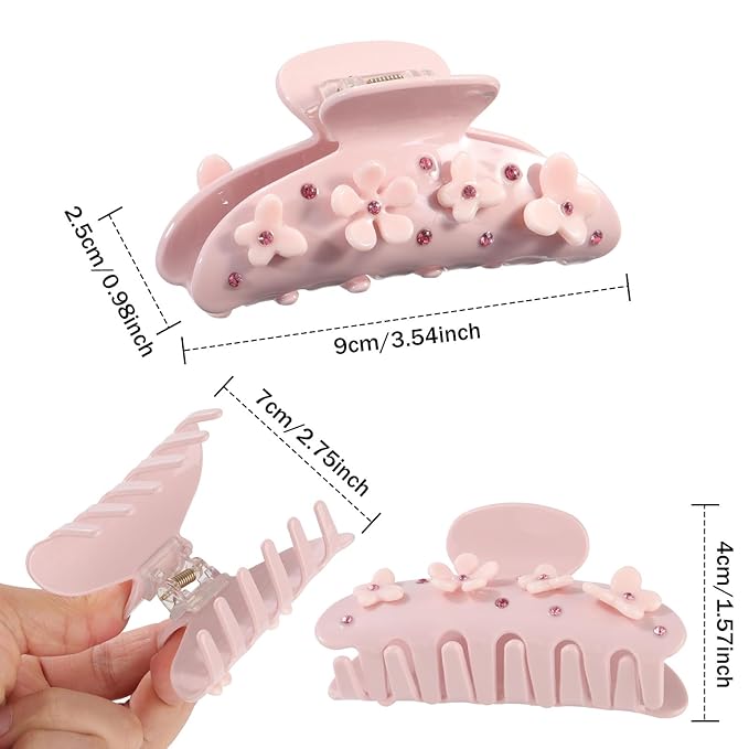 HAIMEIKANG 2 PCs Acrylic Bow Hair Claw Clips for Women - Cute Banana Non-Slip Strong Hold Barrettes Y2K Hair Clips for Thick Thin Hair