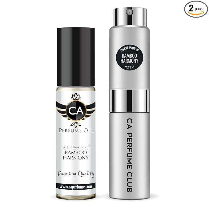 CA Perfume Duo Impression of Bamboo Harmony For Women And Men Perfume Layering Set Long Lasting Travel Size EDP + Body Oil Roll-On Bottle 0.27 Fl Oz+0.33 Fl Oz