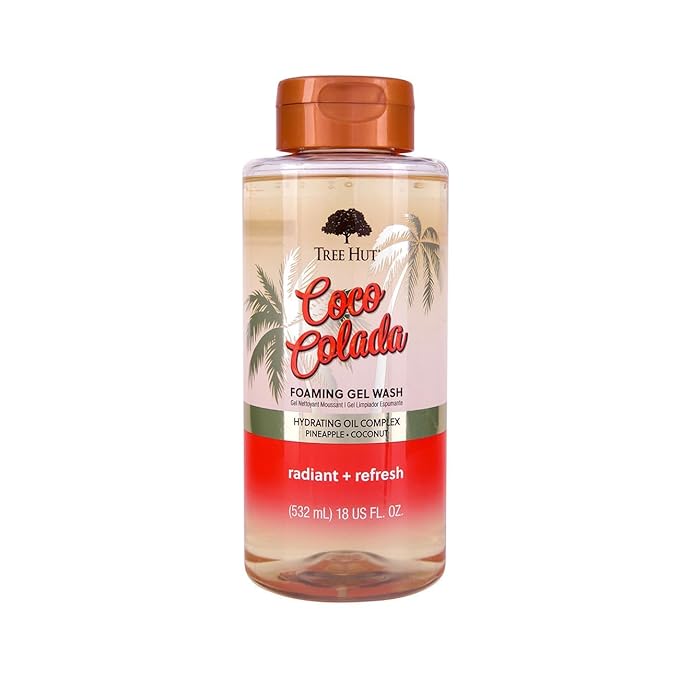 Tree Hut Coco Colada Foaming Gel Wash, Moisturizing & Hydrating Body Wash with Shea Butter, Gently Cleanses for Soft, Smooth Skin, Holiday Gift & Stocking Stuffer, 18 fl oz