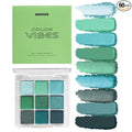 9 Colors Green Glitter Matte Eyeshadow Makeup Palette, Elphaba Witch Costume Eyeshadow Makeup, Highly Pigmented Bright Neon Dark Green Eye Shadow for Fairy Joker Goth Wicked Halloween Parties Makeup