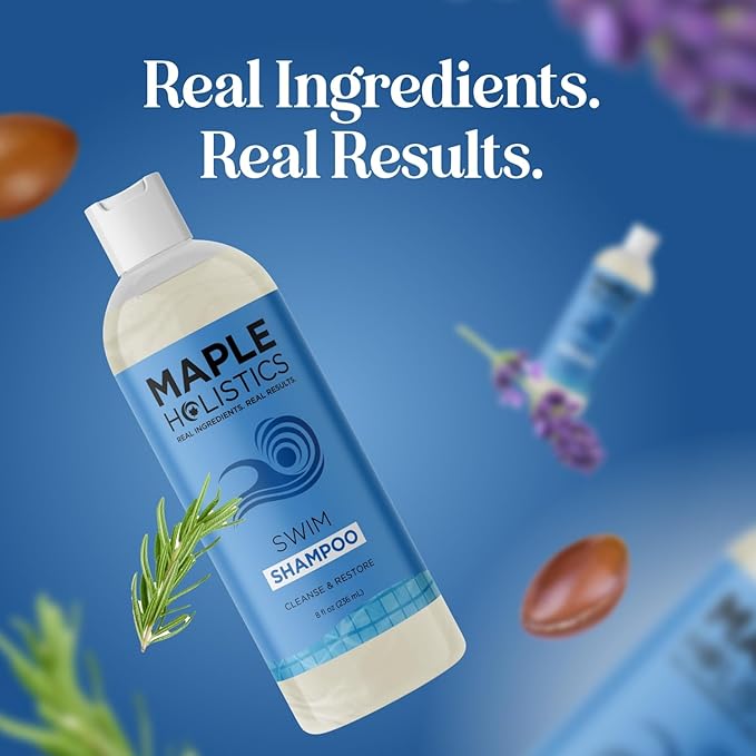 After Swim Shampoo for Kids & Adults - Clarifying Shampoo for Chlorine Removal Kids Friendly Formula with Tea Tree and Rosemary Essential Oils - Pool for Swimmers with Replenishing Oils