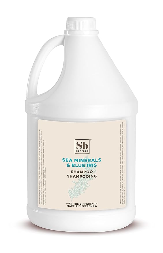 Soapbox Sea Minerals & Blue Iris Shampoo, Refill Bulk Size For Rentals, Guest Rooms & Hotels - Clean Ingredients Free of Harsh Chemicals, Sulfates, Parabens & Silicones - 1 Gallon Bottle
