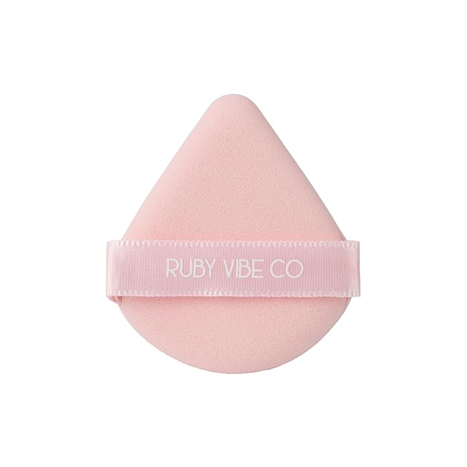 RubyAir Luxe Puffs, Set 2 Air Puffs, Round and Triangle Shapes, Latex-Free Velvet, Pink, for Foundation, Concealer, Blush, Setting Powder, Wet or Dry Use, All Skin Types | RUBY VIBE CO