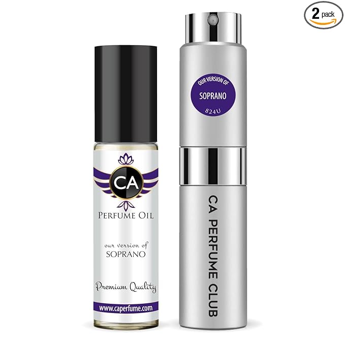 CA Perfume Duo Impression of Soprano For Women And Men Perfume Layering Set Long Lasting Travel Size EDP + Body Oil Roll-On Bottle 0.27 Fl Oz+0.33 Fl Oz