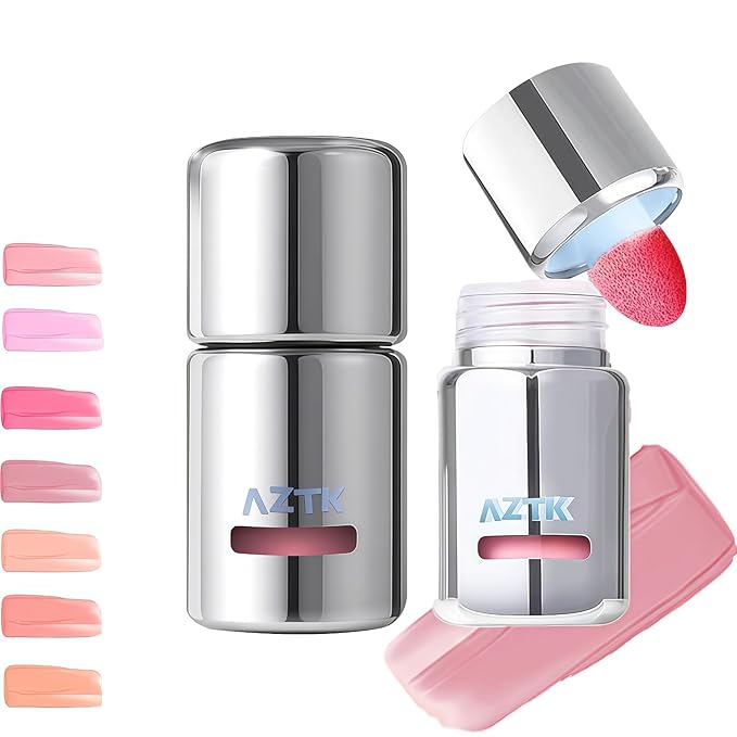 AZTK Jelly Color Liquid Blush, Lightweight Matte Cream Blusher with Sponge Applicator, 7 Shades for Face Contouring (03-JC03, 5ml)
