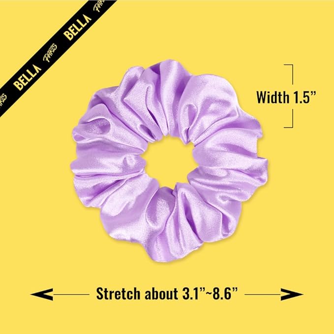 PARISBELLA Silky Satin Scrunchies For Women, Satin Hair Ties for Thick and Thin Hair, Pink Lavender and Cheetah, Pack of 3