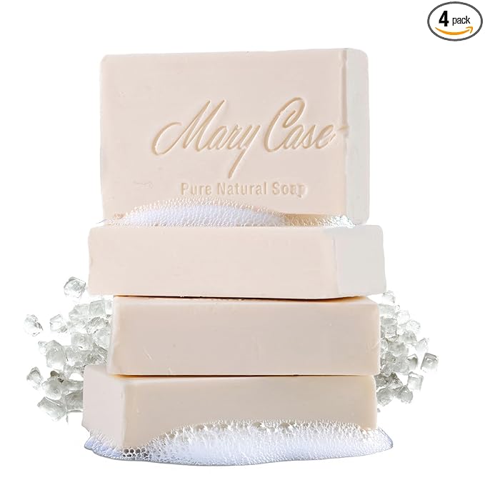 Mary Case Sea Salt Bar Soap Set of 4 | Natural Soap with Olive & Coconut Oils | Vegan Bath Soap for Men & Women | Exfoliating, Balancing Moisture & Mineral-Rich Nourishment