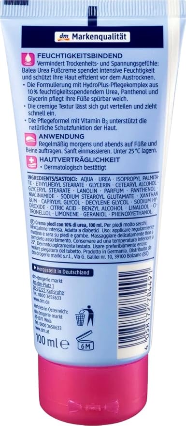 Balea Foot Cream Urea, 100 ml (pack of 2) - German product