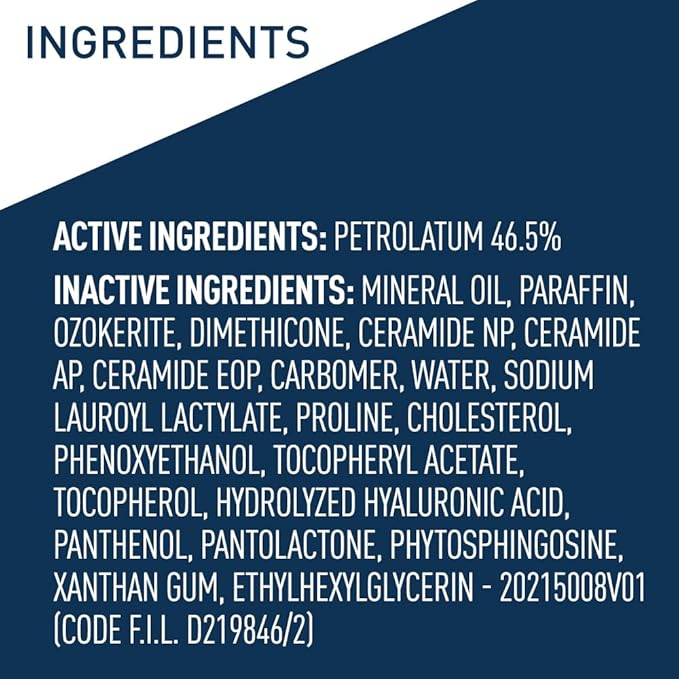 CeraVe Healing Ointment, Hydrating Skin Protectant With Petrolatum, Hyaluronic Acid & Ceramides, Face & Body Skin Barrier Repair For Cracked, Chafed, Dry Skin, Fragrance Free & Lanolin Free, 3 Oz