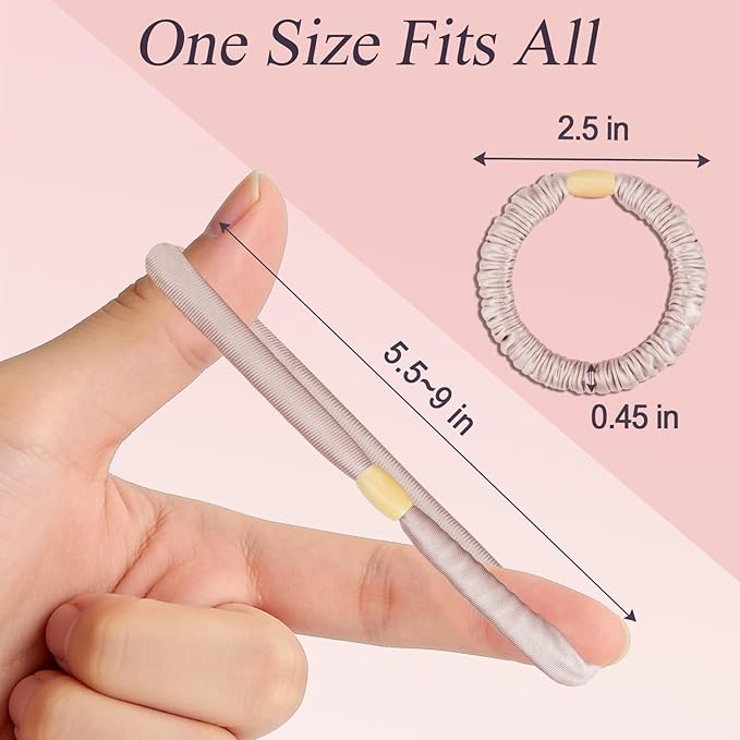 Silk Satin Hair Scrunchies for Women, 8 Pack Pink, No Crease, Frizz Control & Hair Breakage Reduction, Soft Hair Ties for All Hair Types, Elastic Hair Accessories for Daily Wear & Gift