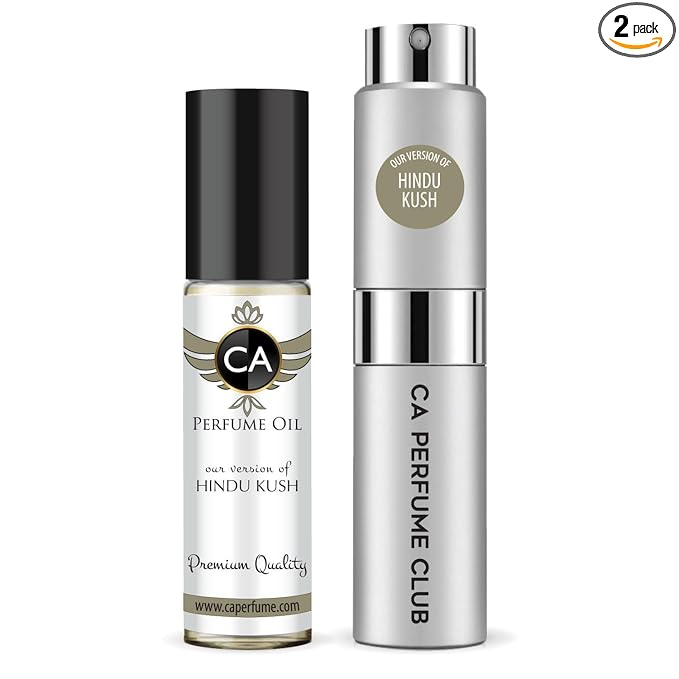 CA Perfume Duo Impression of Hindu Kush For Women And Men Perfume Layering Set Long Lasting Travel Size EDP + Body Oil Roll-On Bottle 0.27 Fl Oz+0.33 Fl Oz