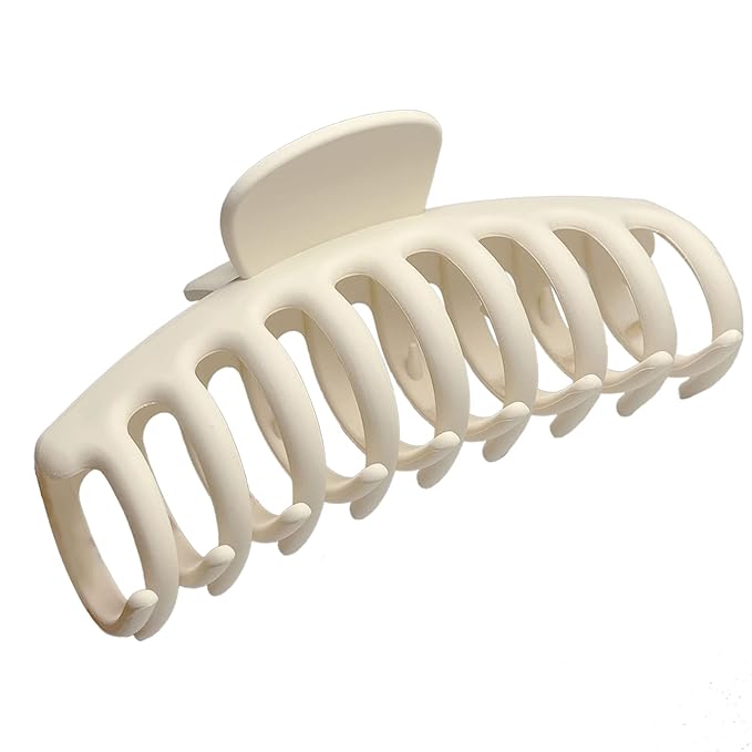 OWIIZI Big White Claw Clips 4.3″ Matte Large Hair Claw Clips Non-Slip Ponytail Jaw Barrette Strong Hold Banana Jumbo Hair Clips for Women Long Thick Hair(Single piece)