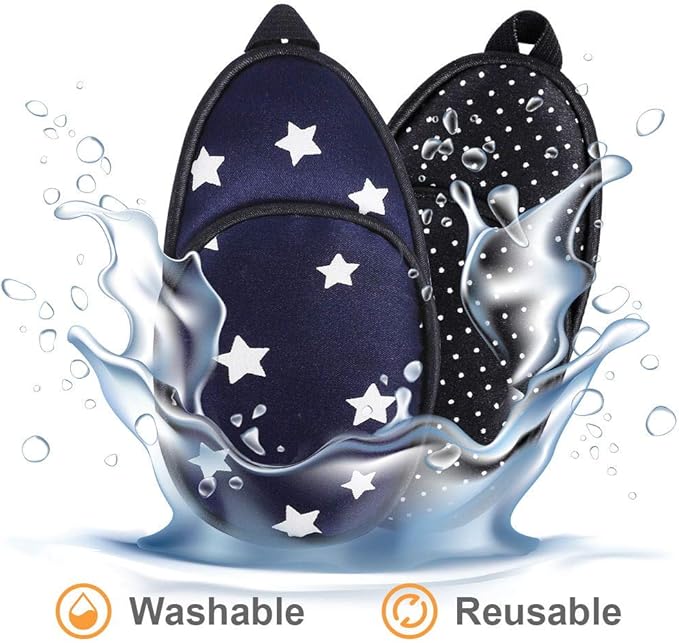 eZAKKA Eye Patches for Adults, Eye Patch for Glasses, Silk Patch for Lazy Eye Amblyopia Strabismus and After Surgery (Blue with Star+Black Polka Dots)