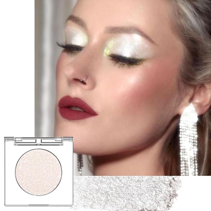 CAKAILA Beige White Monochrome Shimmer Eyeshadow Palette Makeup,Long Lasting Naturing-Looking Lightweight Glitter Single Eyeshadow,Neutral Powde Eye Shadow for Older Women