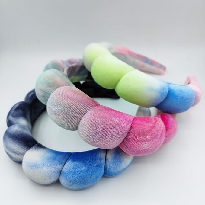 Spa Headbands Puffy Makeup Skincare Headbands for Washing Face or Facial, Terry Cloth Fabric Hairbands for Makeup Removal Shower Skin Treatment(Blue&Purple)