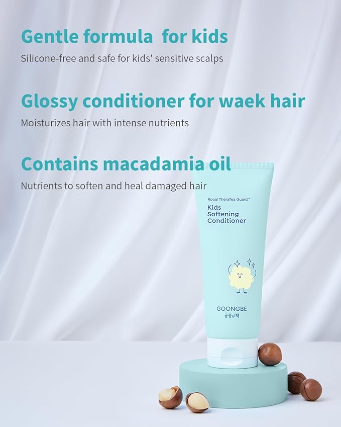 GOONGBE Kids' Korean Silicone-Free Low pH Fresh Shampoo & Conditioner for Sensitive Scalp - Deep Cleansing for Oily Scalps & Softening for Weak, Frizzy Hair - Allergen-Free Scent, 10.1 fl.oz & 6.76 oz
