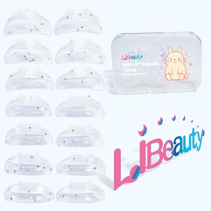 Libeauty Premium Lash Lift Rods, Eyelash Lift Shields 7 Sizes, Reusable Silicone Pads for Eyelash Curling & Lifting, C-Curl White Cat Shape