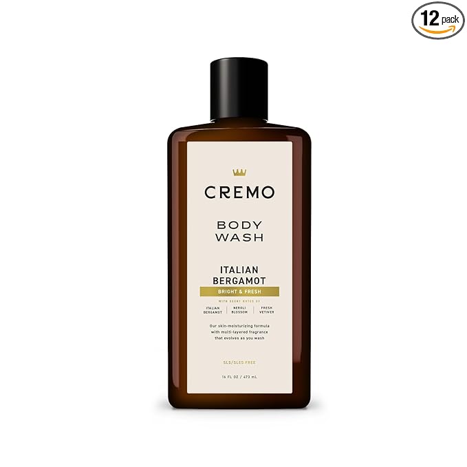 Cremo Body Wash for Men, Rich-Lathering Italian Bergamot, 16 Fl Oz (Pack of 12)