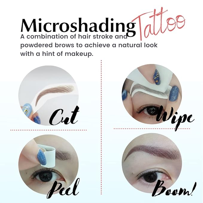 Bliss and Beyond USA | Waterproof Eyebrow Tattoo Stickers. A real hair stroke look. Hair replacement without surgery. Solution for hair loss. Bushy Tinted eyebrow tattoos. Natural Las Vegas in Black