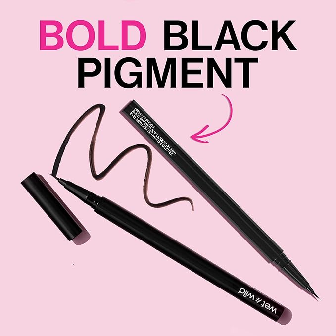 wet n wild Mega Last Breakup Proof Liquid Eyeliner - Ultra-Fine Brush, Waterproof, Long-Lasting - Cruelty-Free & Vegan - Ultra Black (Pack of 2)