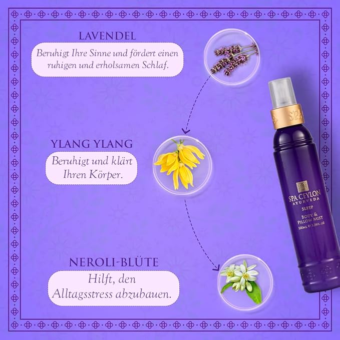 SPA CEYLON SLEEP Body & Pillow Mist | Non-Oily Natural Mist | Reduces Stress | Luxuriously Fragrant | Suitable for all skin types (100 ml, Lavender)