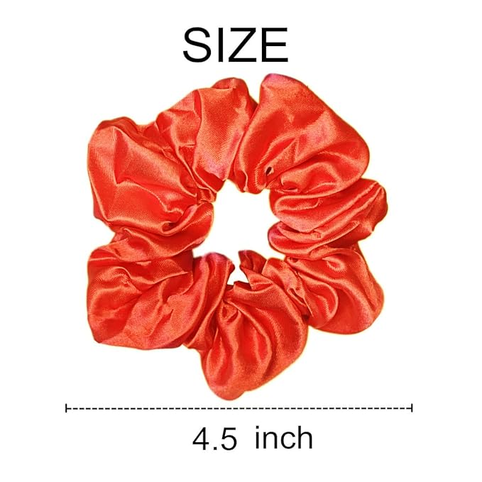 Sufermoe 12 Pcs Satin Silk Hair Scrunchies, Orange (4.5 Inch) Soft Hair Ties for Women and Girls, Hair Accessories for Different Hairstyles and Occasions