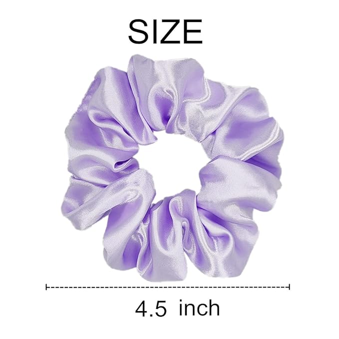 Sufermoe 6 Pcs Satin Silk Hair Scrunchies, Light Purple 4.5 Inch, Soft Fashion Hair Ties and Ponytail Holders for Women and Girls